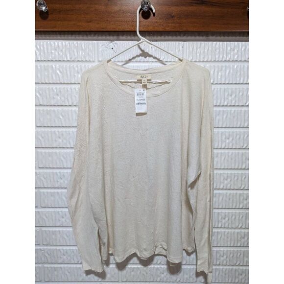 NWT Style & Co. Women's Cream Pebble Heather Dolman Long-Sleeve Tee Size XL - Picture 1 of 4
